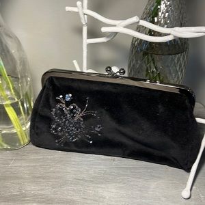 EXPRESS Black Velvet and Sequin Clutch Purse Evening Bag